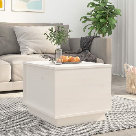 Table Basse de Salon Élégante,Table Canapé Blanc 40x50x35 cm Bois massif de pin -FR15945