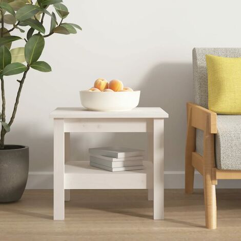 Table Basse de Salon Élégante,Table Canapé Blanc 45x45x40 cm Bois massif de pin -FR15364