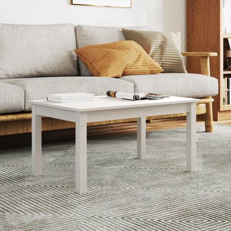 Table Basse de Salon Élégante,Table Canapé Blanc 80x50x40 cm Bois massif de pin -FR63027
