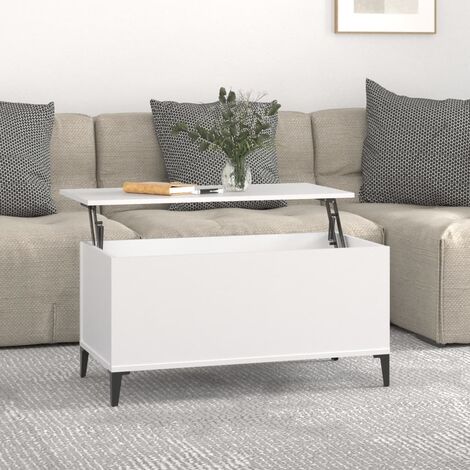 Table Basse de Salon Élégante,Table Canapé Blanc 90x44,5x45 cm Bois d'ingénierie -FR84831