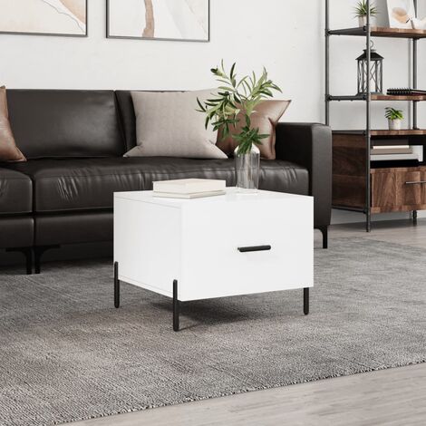 Table Basse de Salon Élégante,Table Canapé blanc brillant 50x50x40 cm bois d'ingénierie -FR40950