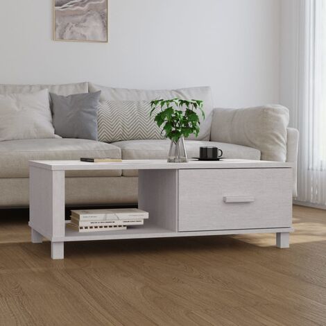 Table Basse de Salon Élégante,Table Canapé HAMAR Blanc 100x55x35 cm Bois massif de pin -FR81460