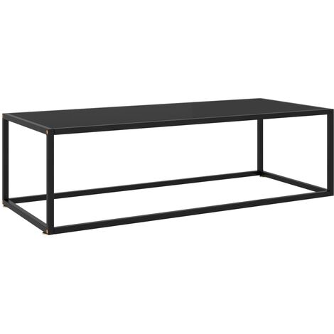 Table Basse de Salon Élégante,Table Canapé Noir avec verre noir 120x50x35 cm -FR83139