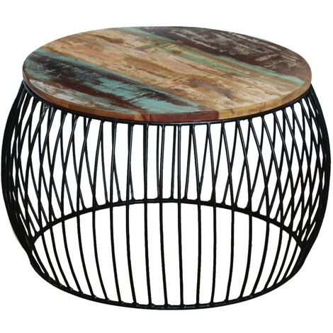 Table Basse de Salon Élégante,Table Canapé ronde 68x37 cm Bois de récupération massif -FR88265