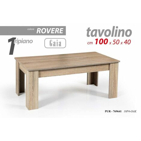 Table basse de salon en chêne Avec une étagère cm 100x 50 x 40 h