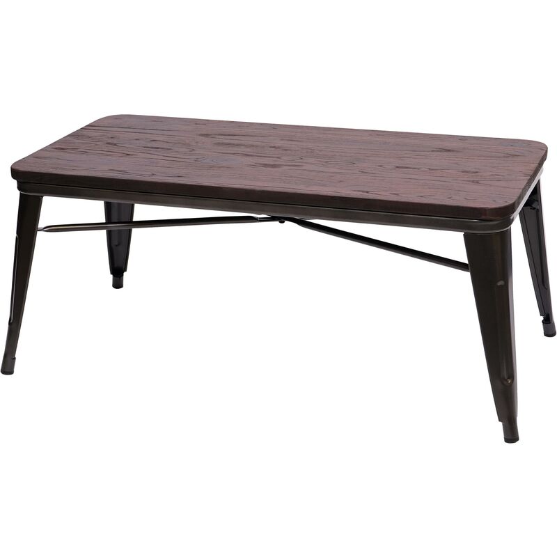table basse de salon hhg-493, design industriel, bois d'orme, vérifiée d'après les standards mvg, marron noir - brown