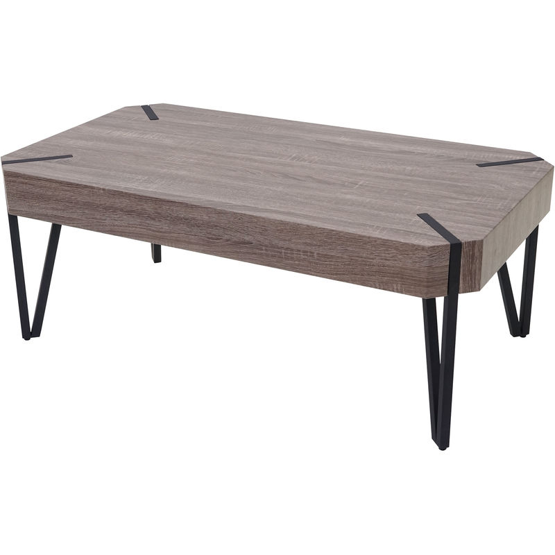 HHG - Table basse de salon Kos T573, FSC 43x110x60cm ~ chêne foncé, pieds métalliques foncés