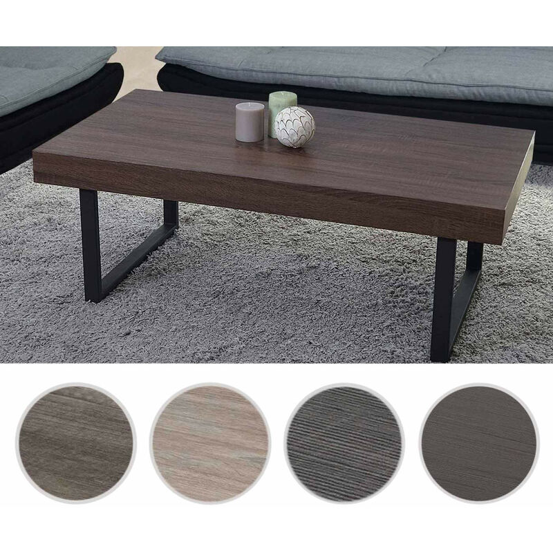 Table basse de salon Kos T576, FSC 40x110x60cm - sonoma noir, pieds métalliques foncés