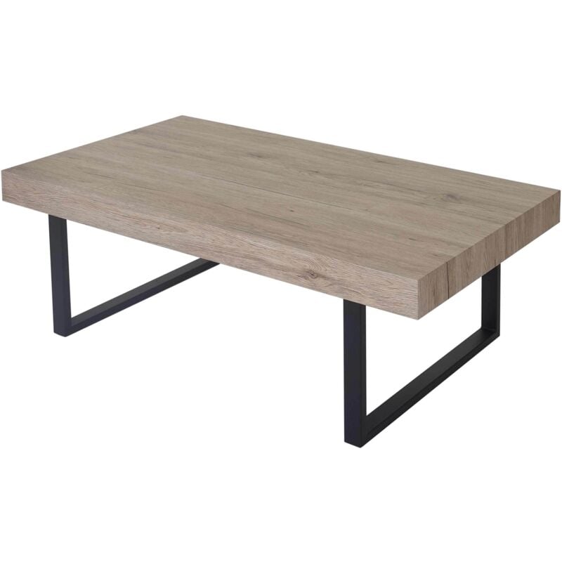 HHG - Table basse de salon Kos T576, mvg 40x110x60cm, San Remo, pieds métalliques foncés