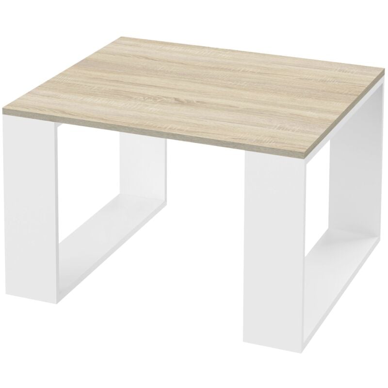 Ml-design - Table Basse de Salon 65x65x40 cm, Aspect Chêne Blanc, Pieds Traîneau, Table de Salon Carré, Robuste, Table d'Appoint pour Salon et