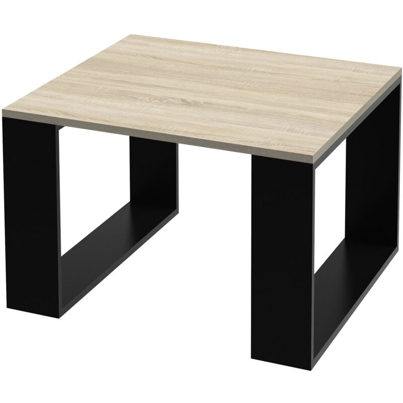 Ml-design - Table Basse de Salon 65x65x40 cm, Aspect Chêne/Noir, Pieds Traîneau, Table de Salon Carrée, Robuste, Table d'Appoint pour Salon/Bureau,
