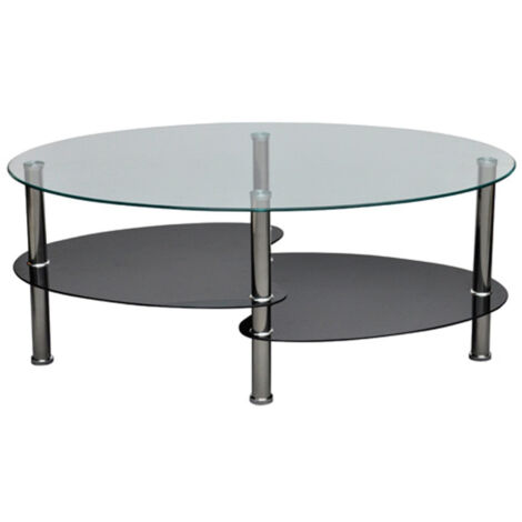 Table basse de salon salle à manger design noir verre 90 x 45 cm