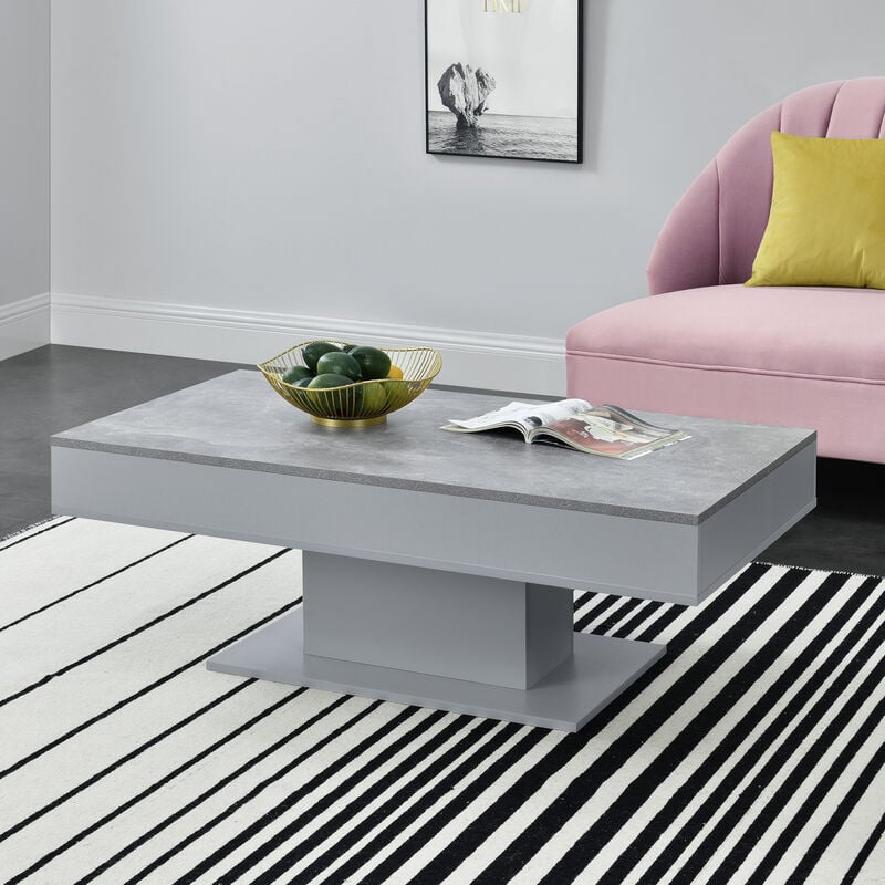 [en.casa] - Table Basse de Salon Lünen avec 2 Espaces de Rangement 40 x 110 x 60 cm Effet Béton Gris