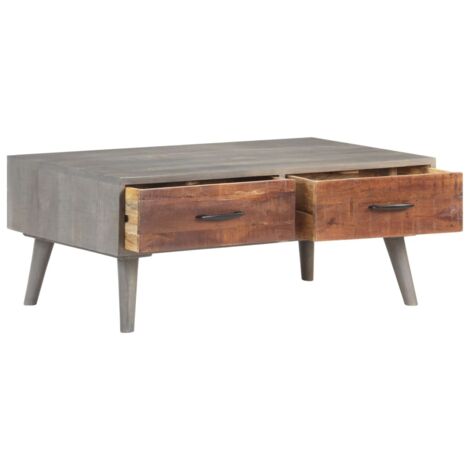 Table basse de salon, Table Café, Gris 100x60x40 cm Bois massif de manguier brut OIB7854E
