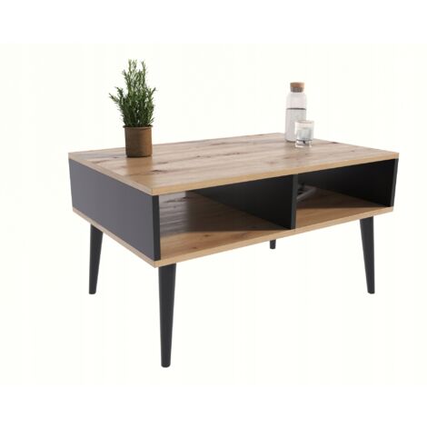 Table basse de style scandinave Isla ARTISAN/NOIR PIEDS NOIRS