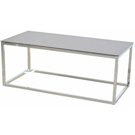 Table basse décorative au design moderne couleur chrome en métal et plaque de verre noire - noir