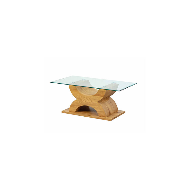 M-s - Table basse design 110x60x45 cm en verre et piétement bois