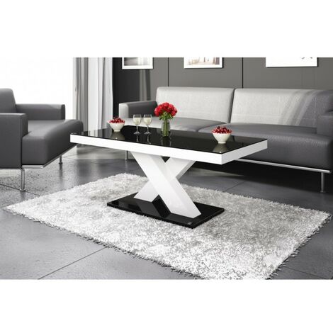 Table basse noir et blanc laqu