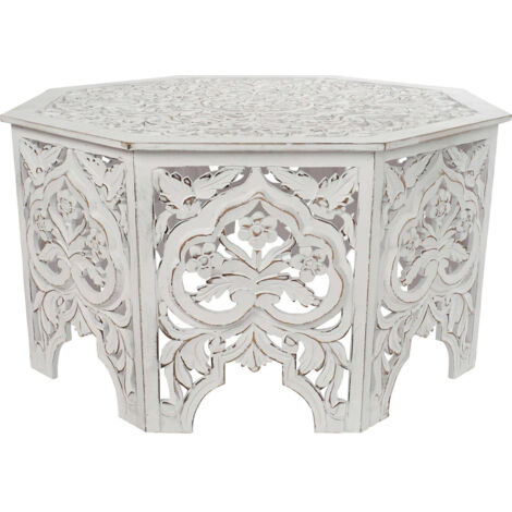 Table basse design blanc vieilli élégante et raffinée - Blanc vieilli patiné