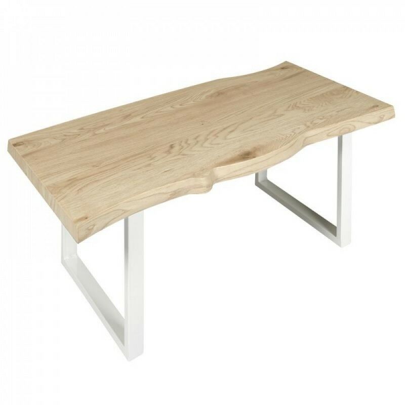 Table basse Design bois pied blanc