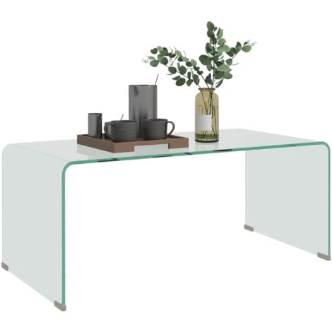 HOMCOM Table basse design contemporain dim. 80L x 45l x 35H cm verre trempé 10 mm
