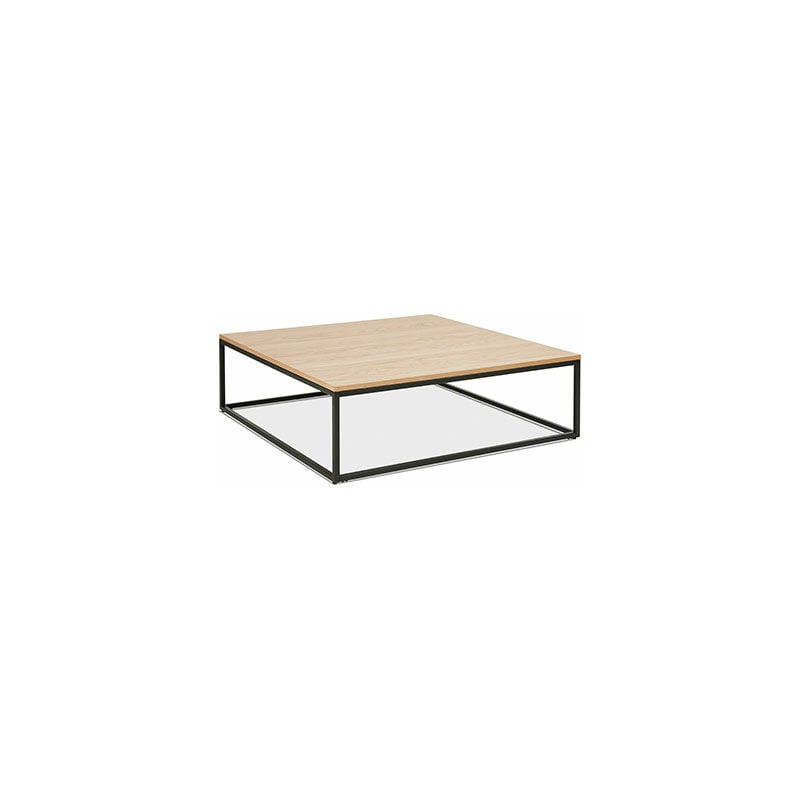 m&s - table basse carrée 110x35 cm en bois décor chêne et métal