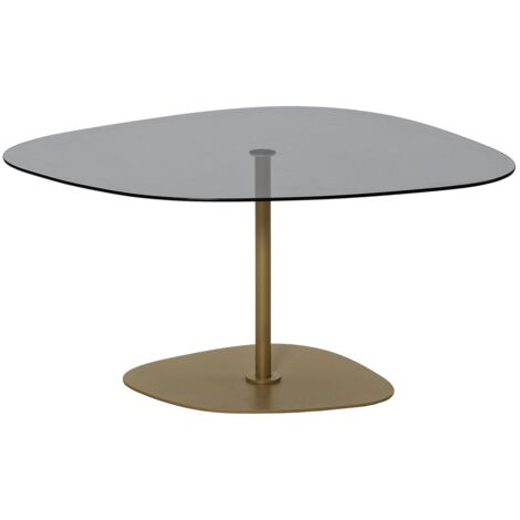 Table basse design Dova 90cm-Couleur Gris et doré