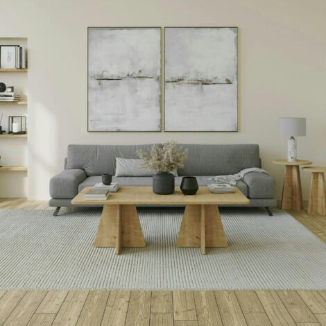 Table basse design effet chêne avec pieds trapèze MARFA