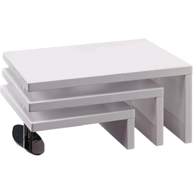Table basse design 'Elysa' - 80 x 59 x 37,5 cm - Blanc laqué