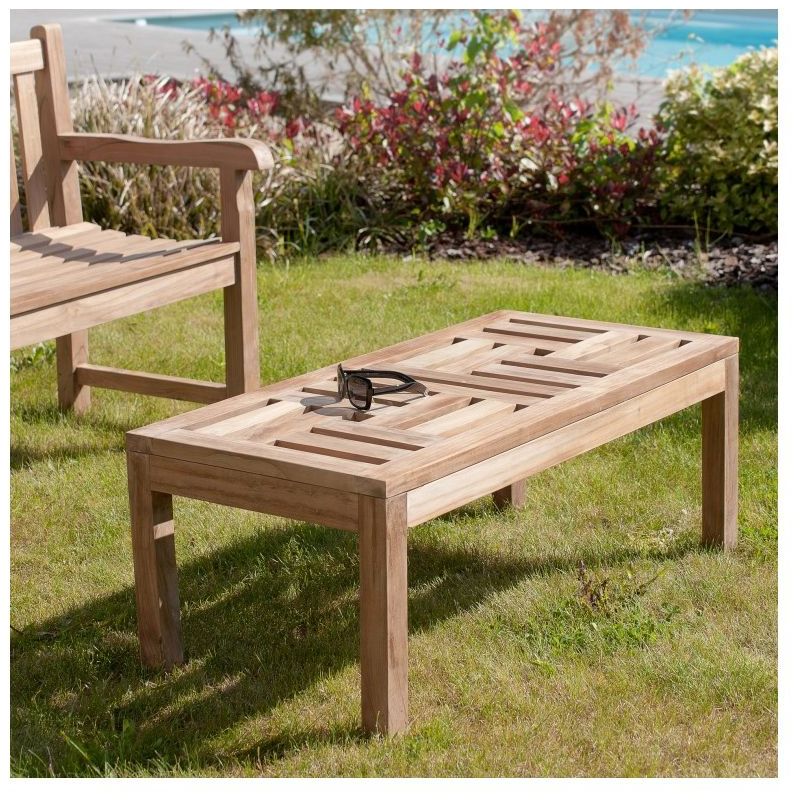 HARRIS - Table basse de jardin rectangulaire 100x50cm en bois Teck - Marron