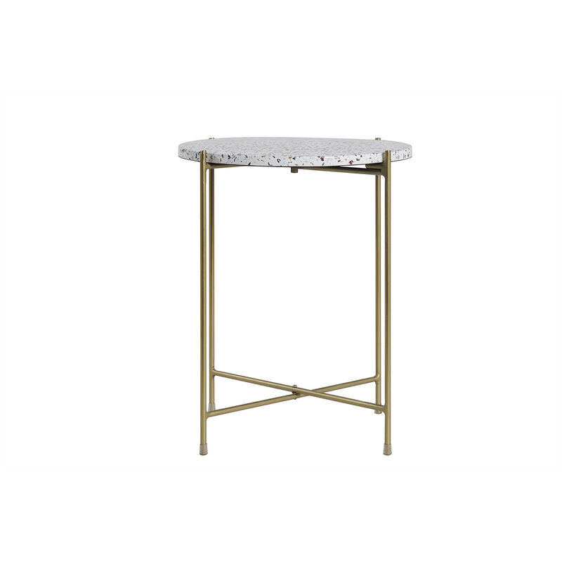 Miliboo - Table d'appoint design ronde en terrazzo et métal doré D40 cm MEZZO