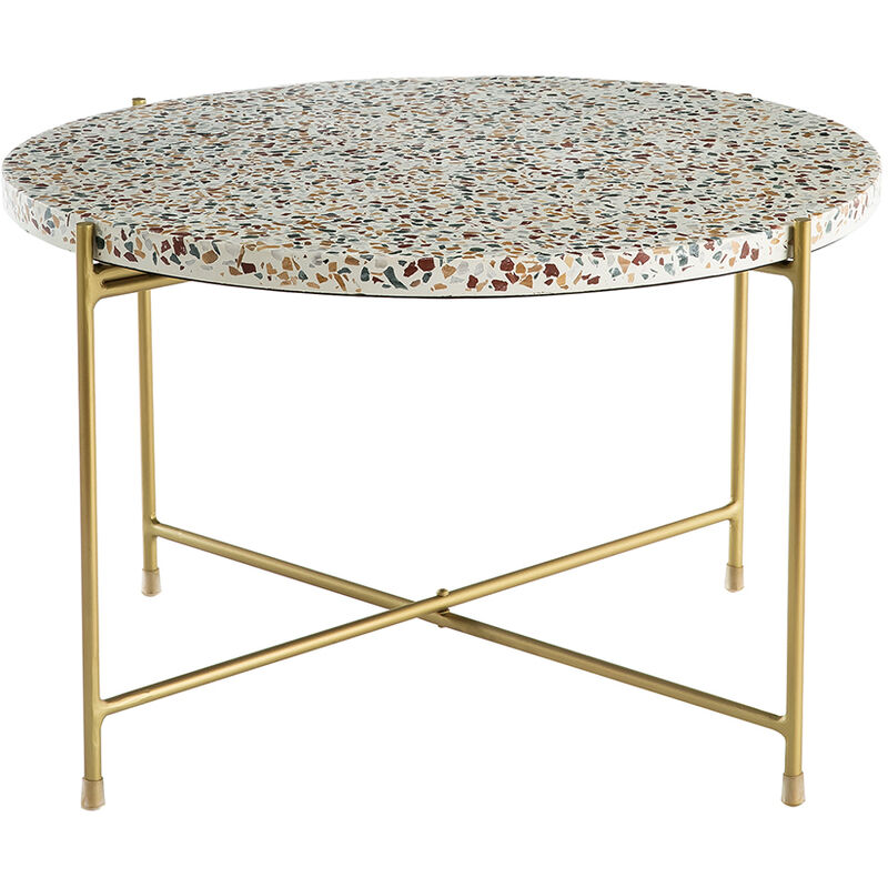 Miliboo - Table basse design ronde en terrazzo et métal doré D55 cm MEZZO