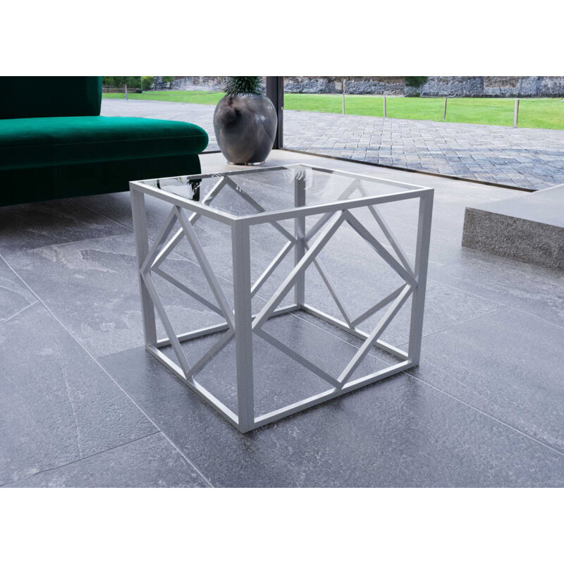 Table basse design en verre et métal carrée ELIO
