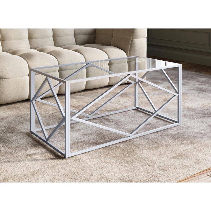 Deco In Paris - Table basse design en verre et métal rectangulaire elio