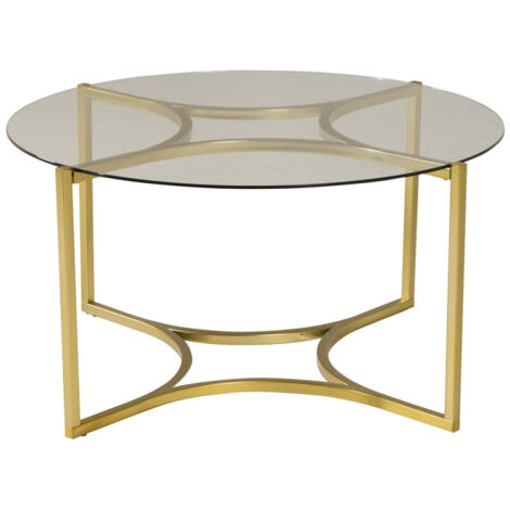 Table Basse Design en Verre "Kivik" 90cm Or