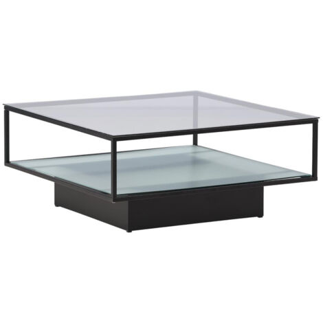 Table Basse Design en Verre "Maglehem" 90cm Noir