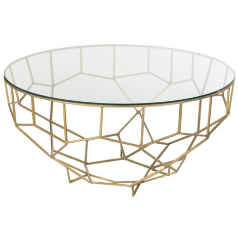 Table Basse Design en Verre "Moza" 90cm Or