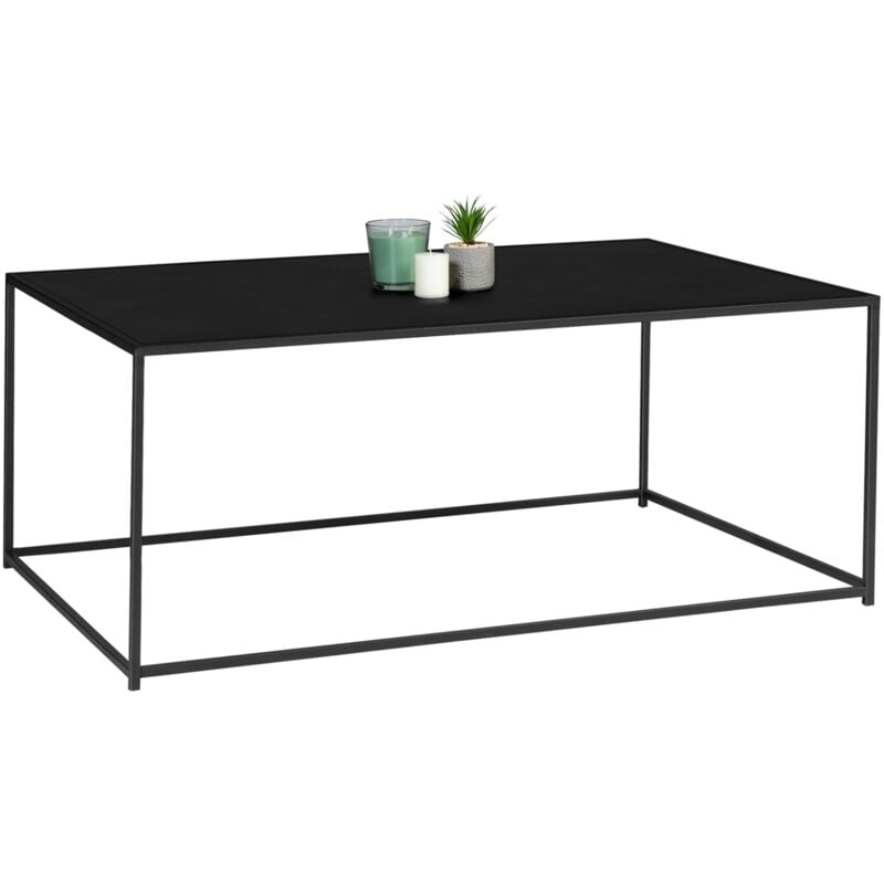 Table basse rectangulaire davis 113 cm en métal noir mat design industriel
