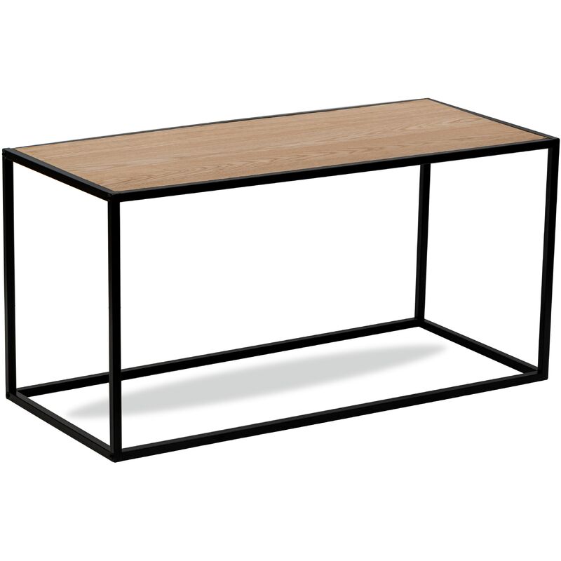 nordlys - table basse design industriel moderne en metal et bois noir