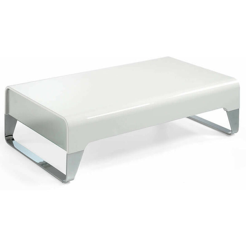 Table basse design laqué et acier chromé Romy 120 cm - Couleur Alto