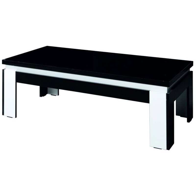 Table basse design LINA coloris noir et blanc brillant - Noir