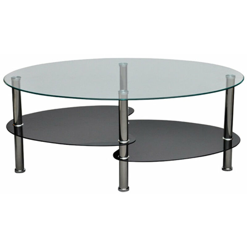 Table basse de salon salle à manger design noir verre 90 x 45 cm - Transparent