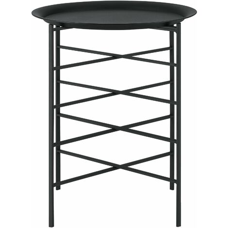 Table basse design plateau amovible rangement meuble de salon métal 52 cm noir - Métal