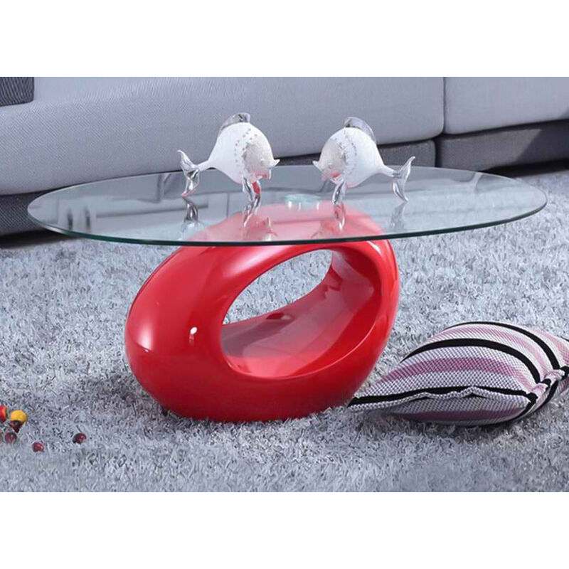 Deco In Paris - Table basse design rouge en verre MAXUS