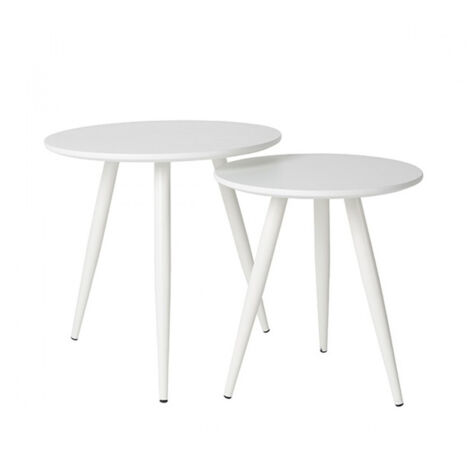 Table basse design, Set de deux tables d'appoint Daven Blanc en Wood, BOITE A DESIGN