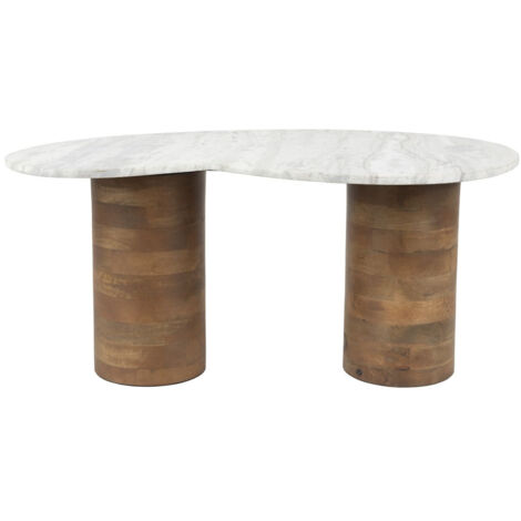 Table basse design, Table basse Peli, Marbre et Bois, Forme Organique Blanc en Marbre, BOITE A DESIGN