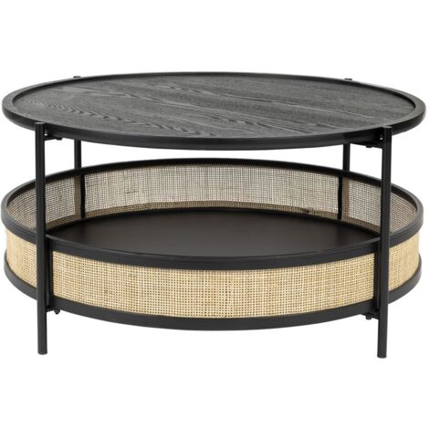 Table basse design, Table basse ronde MAKOTO Noir en Wood, BOITE A DESIGN
