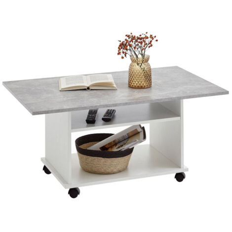 Table Basse Design "Zura" 100cm Blanc & Gris