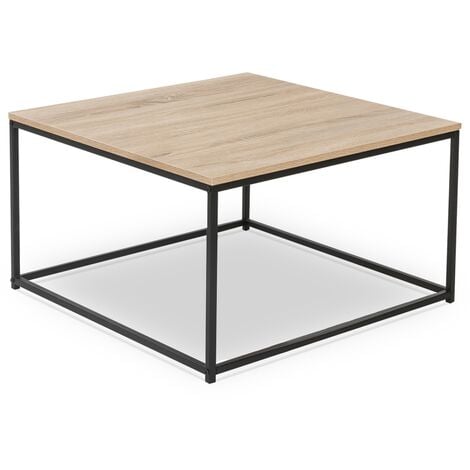 Table basse DETROIT carrée 70 cm design industriel - Naturel