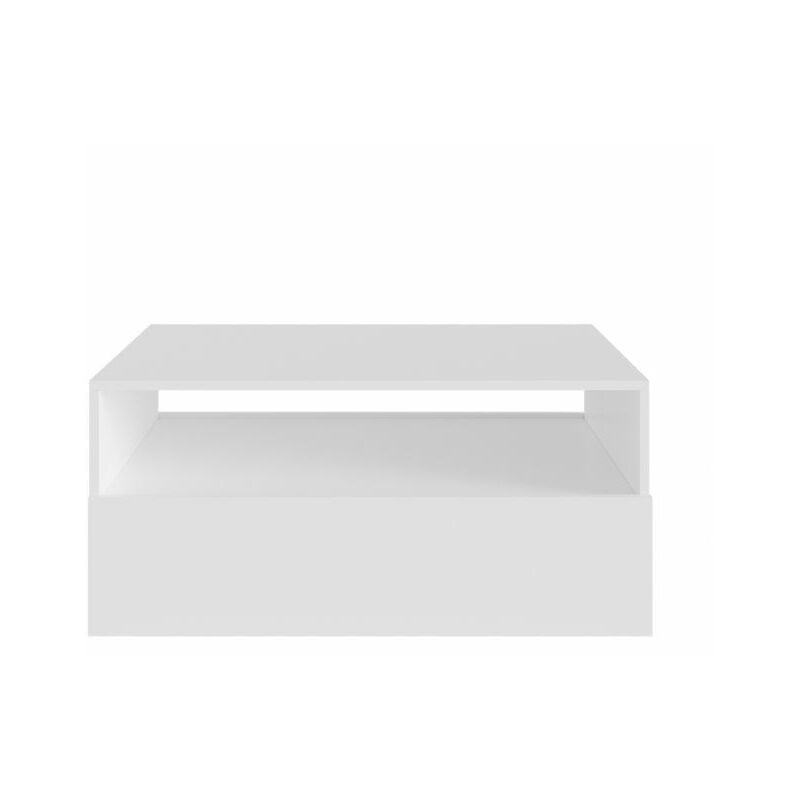 Table basse DEVA 2 tiroirs 90cm - Blanc - Blanc